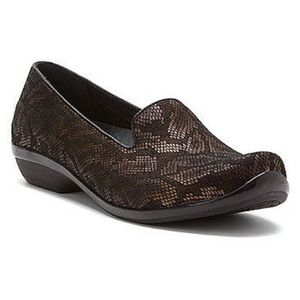 Dansko Olivia Bronze Snakeskin Print Loafer Size 37
